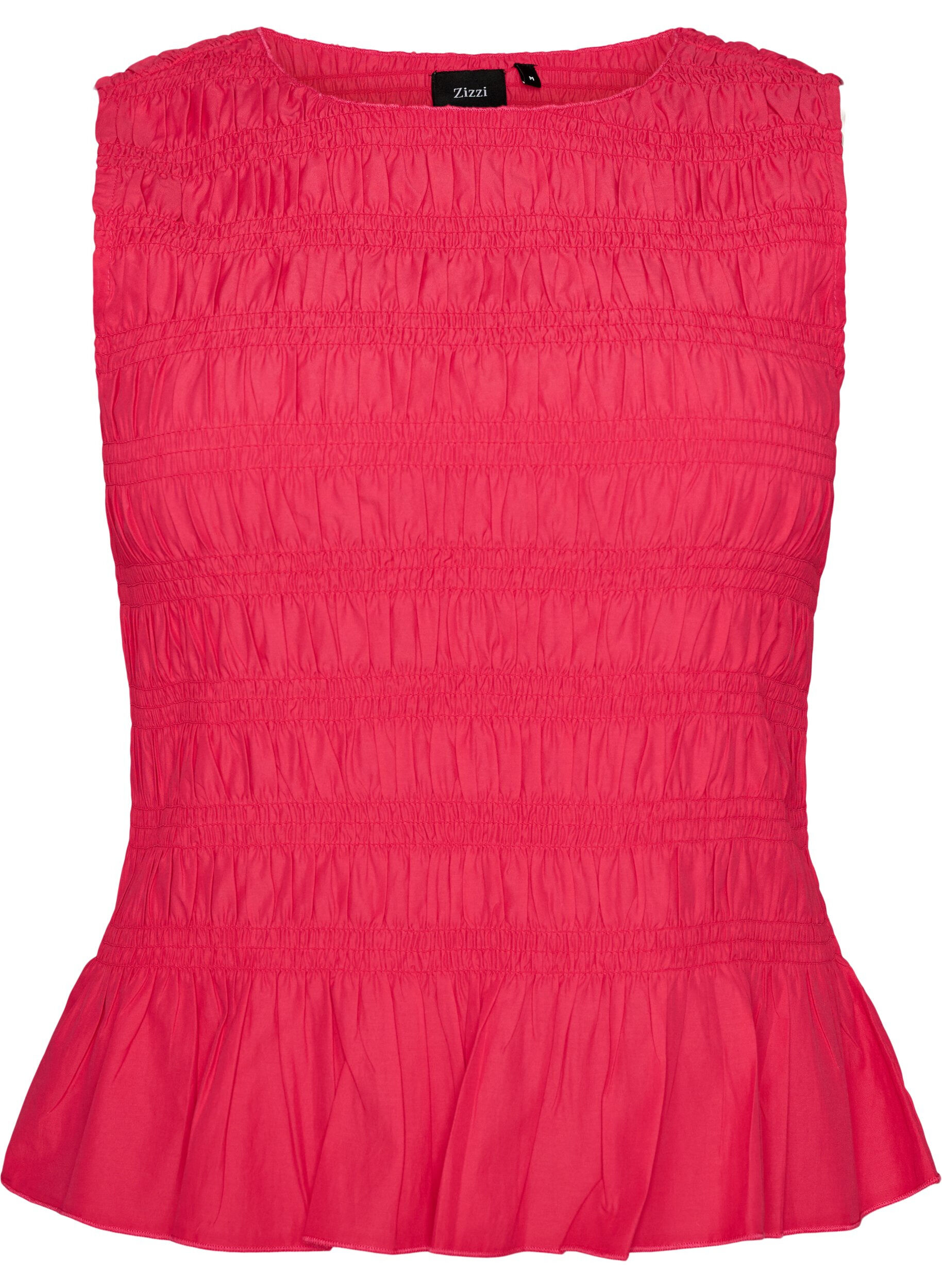 Smock-topp med b&aring;thals og peplum-fald