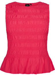Smock-topp med b&aring;thals og peplum-fald, Rosa