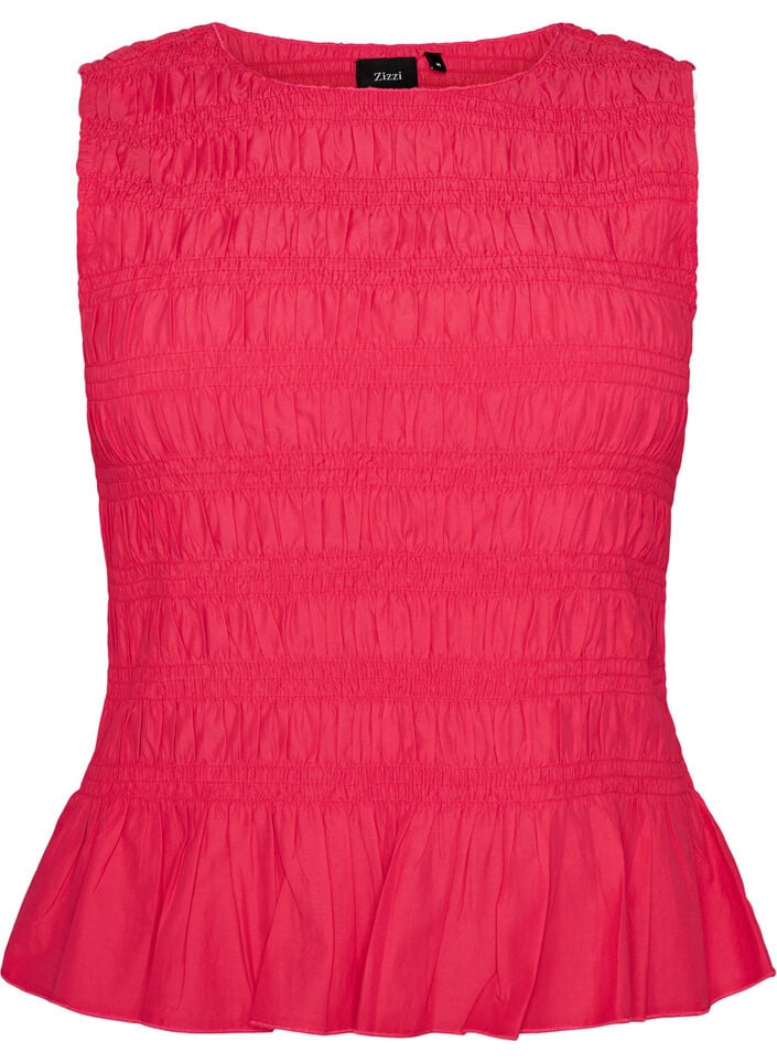 Smock-topp med b&aring;thals og peplum-fald, Rosa, Packshot image number 0