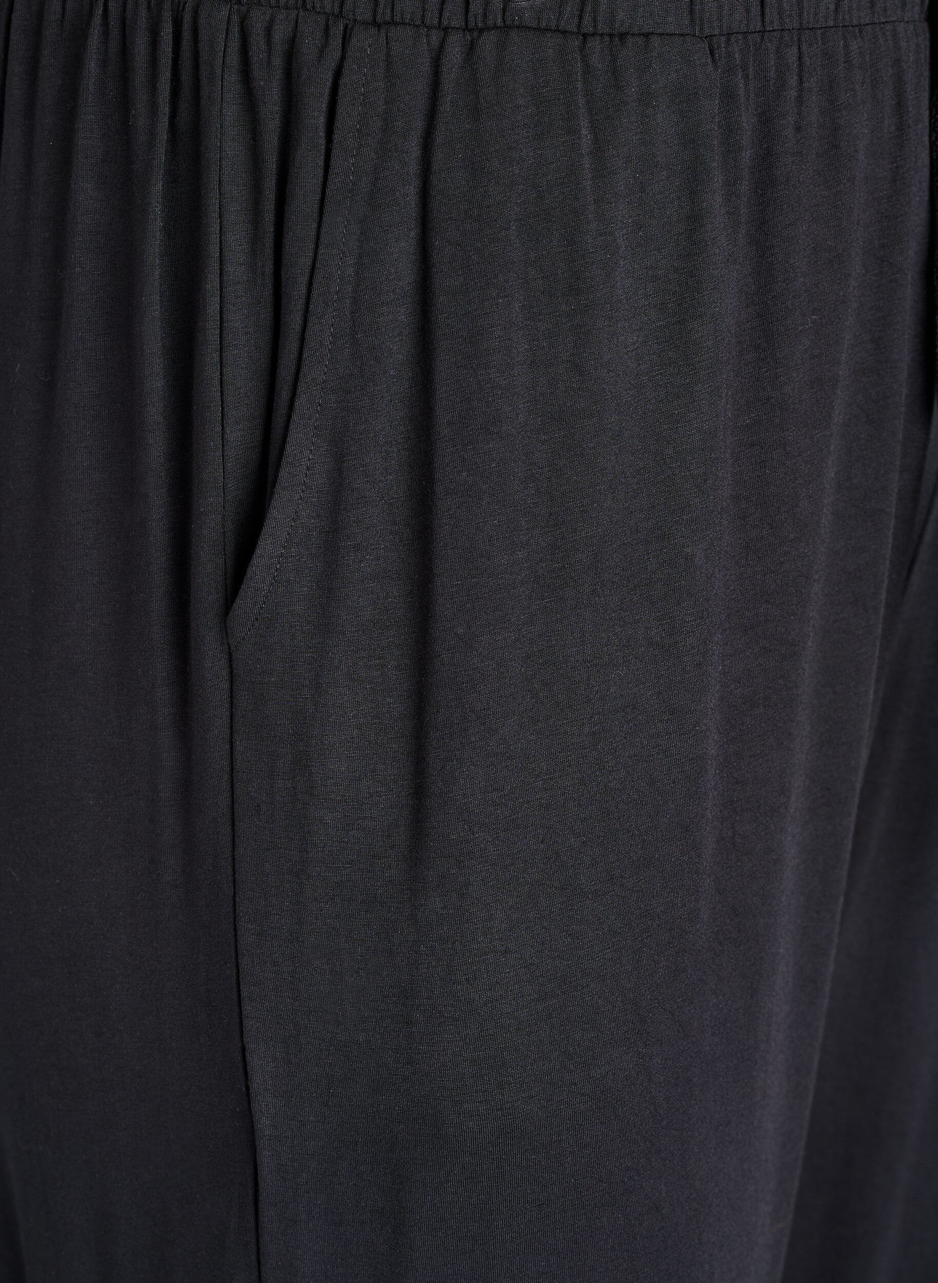 Zizzi Nattbukser i modalstoff med h&oslash;y midje, Svart, Packshot image number 2