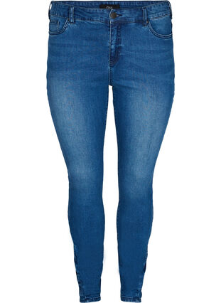 Super slim Amy jeans med sløyfe, Dark blue, Packshot image number 0