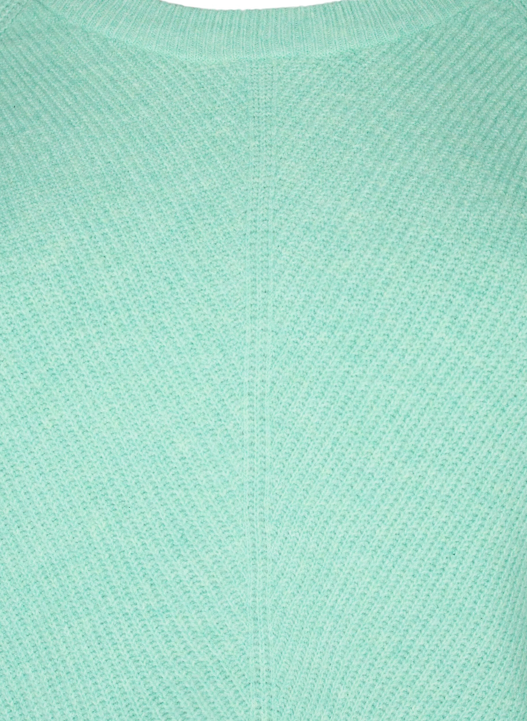 Zizzi Melert-genser med splitt i siden, Cabbage/White, Packshot image number 2