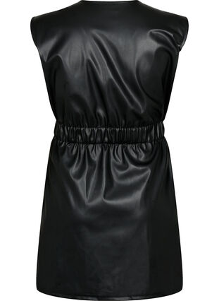 Kort kjole i stil med skinn, Black, Packshot image number 1