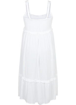 Midikjole i viskose med smock, Bright White, Packshot image number 1