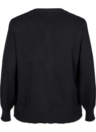 Zizzi Strikkecardigan med knapper i viskoseblanding, Black, Packshot image number 1