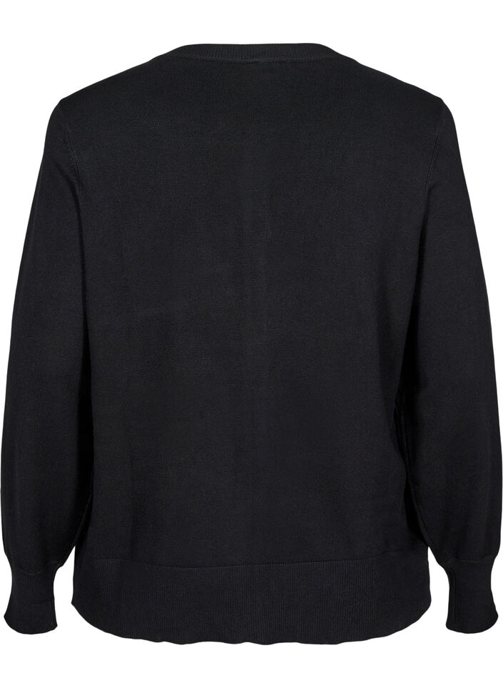 Strikkecardigan med knapper i viskoseblanding, Black, Packshot image number 1