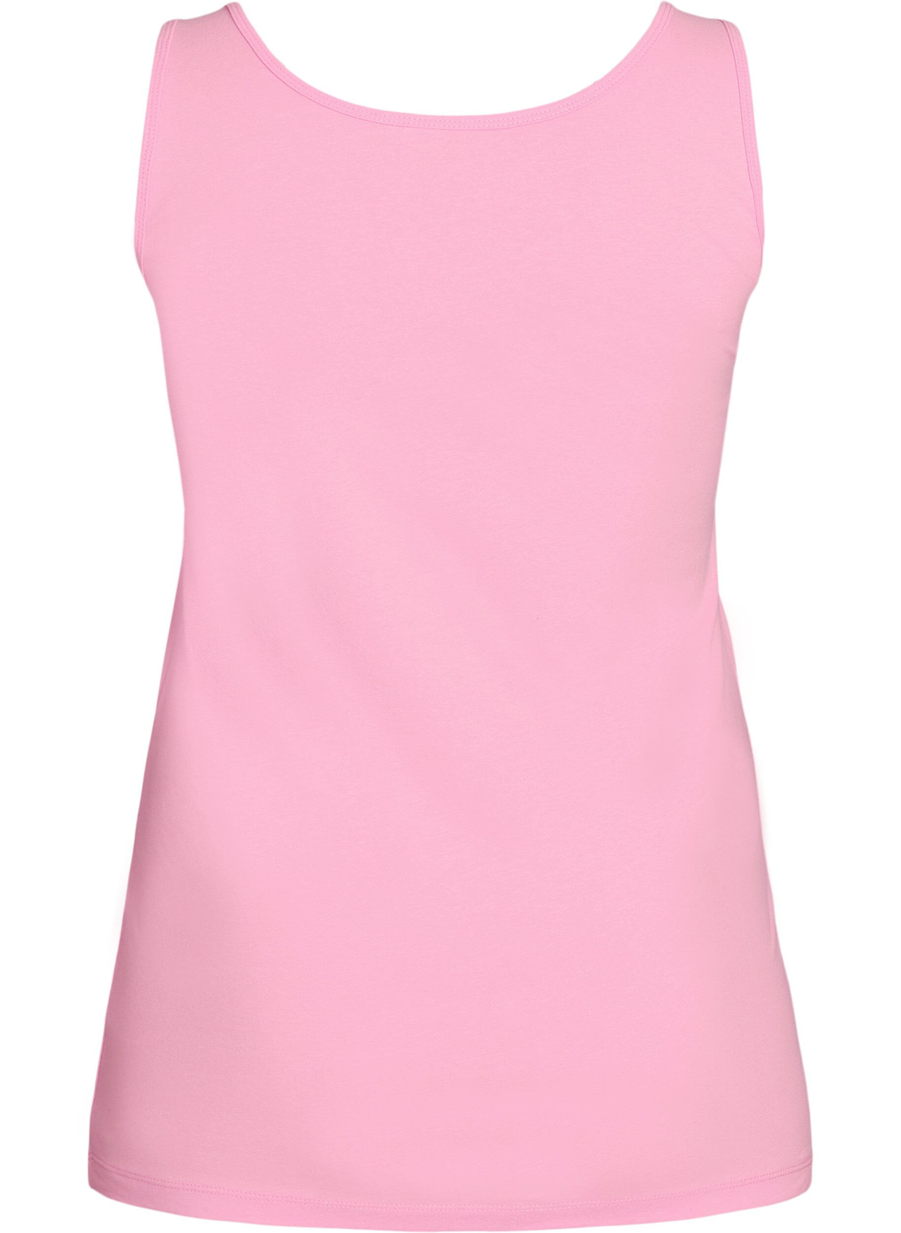 ZizziEnsfarget basic topp i bomull, Rosa, Packshot image number 1