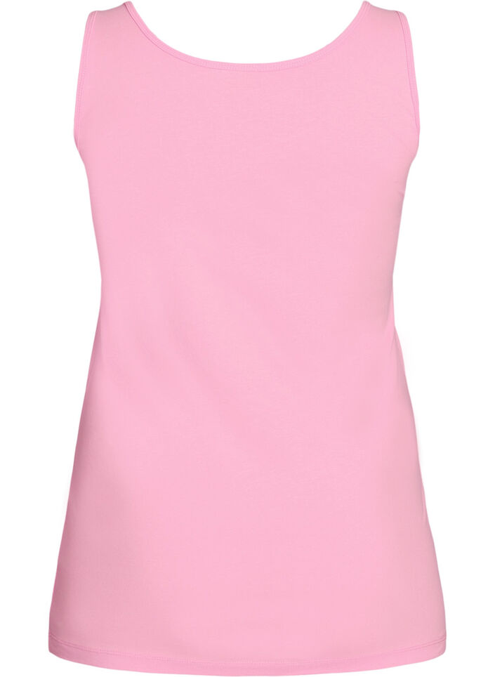 Ensfarget basic topp i bomull, Rosa, Packshot image number 1