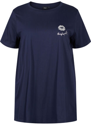 Oversized T-skjorte i økologisk bomull, Night Sky Lips, Packshot image number 0