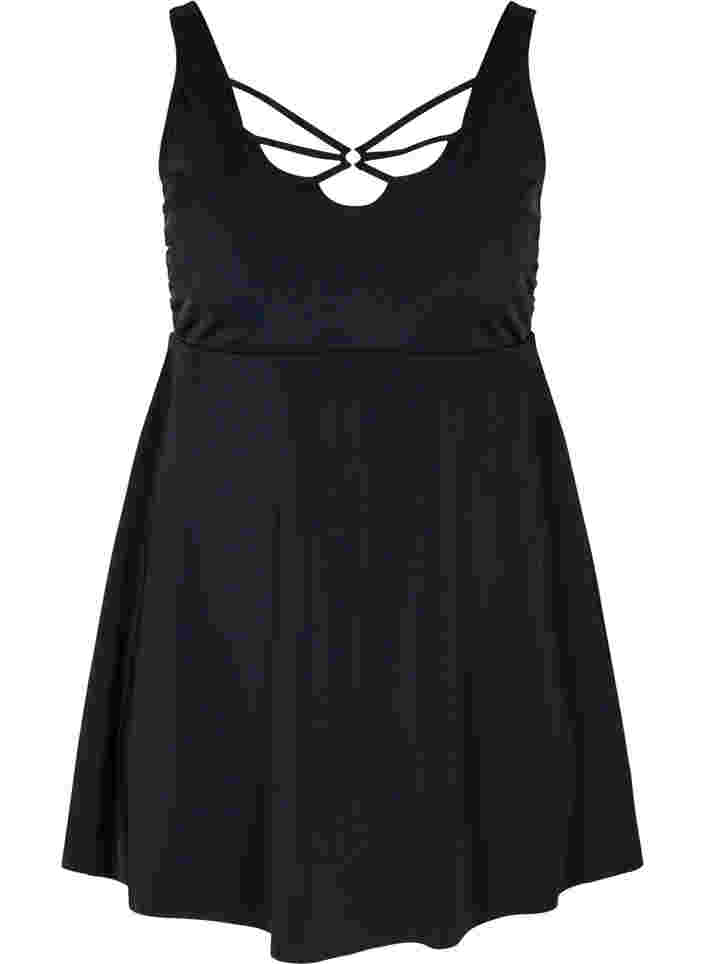 Badekjole med snøredetaljer, Black, Packshot image number 0