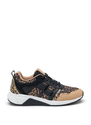 Sneakers med leopardmønster og bred passform, Leopard Print, Packshot image number 0