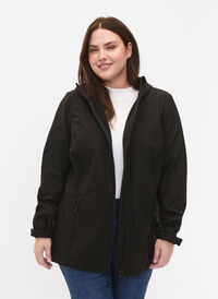 Kort softshell jakke med lommer, Black, Model