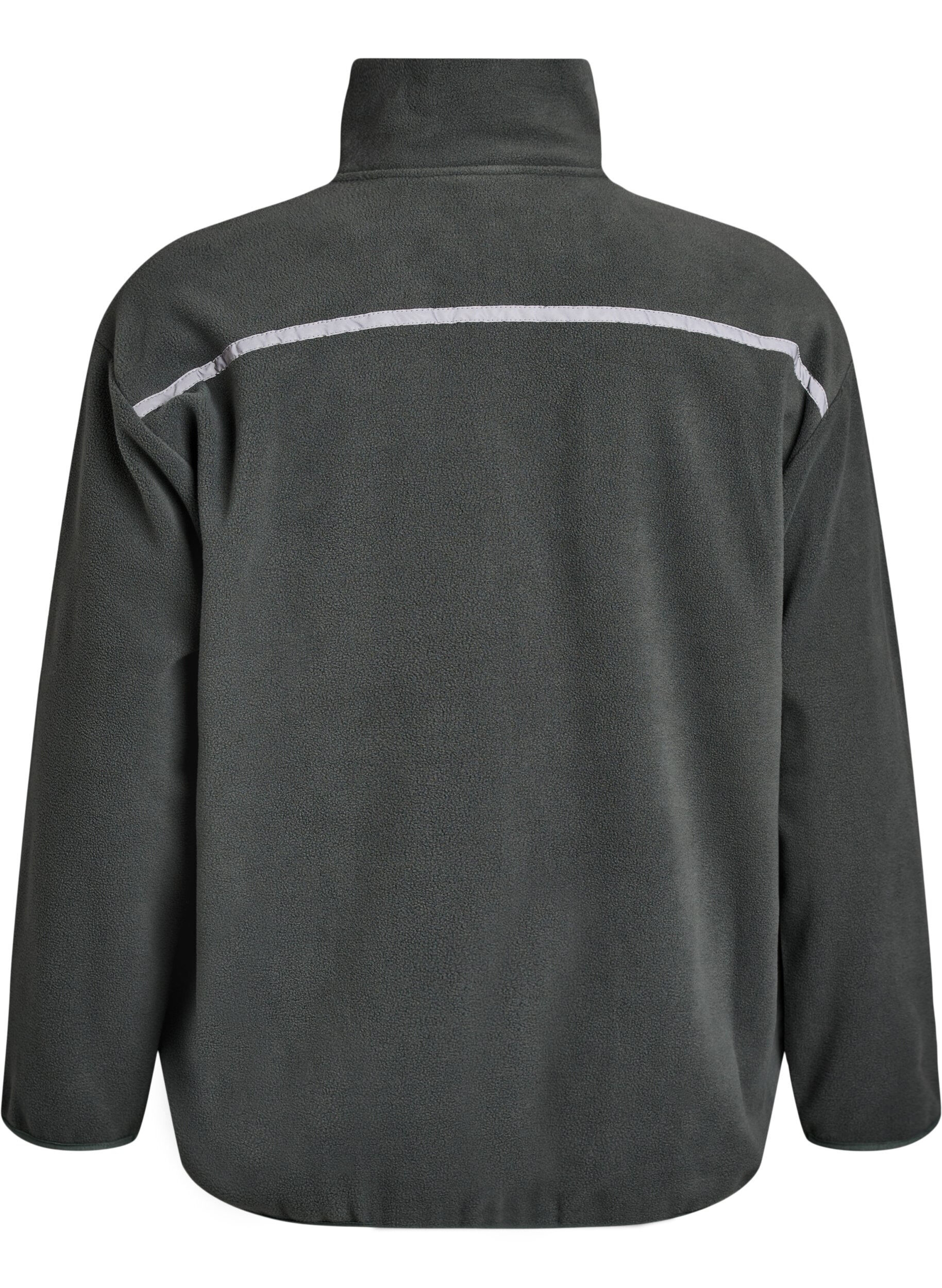 Zizzi Fleecejakke med glidel&aring;s og reflekterende tape, Gr&oslash;nn, Packshot image number 1