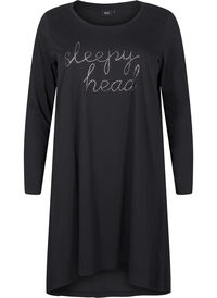 Langermet nattkjole i økologisk bomull, Svart Langermet nattkjole i økologisk bomull