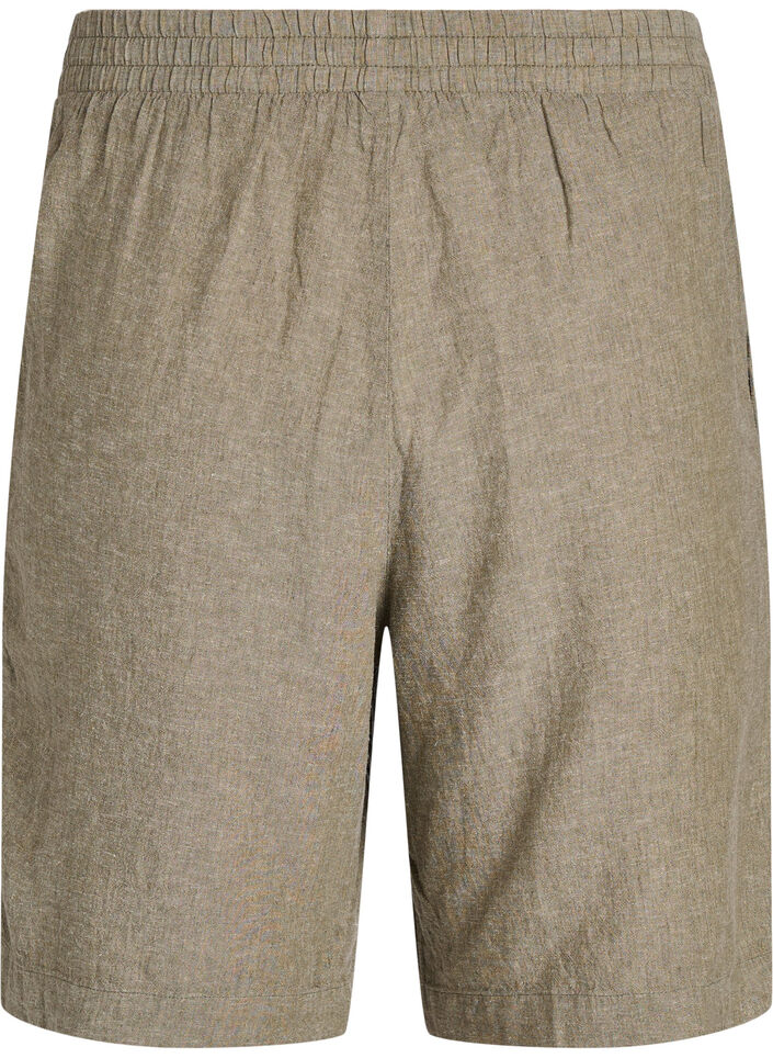 H&oslash;ymidjede shorts i lin og viskose, Gr&oslash;nn, Packshot image number 1