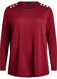 Bluse med dekorative knapper, Cabernet Mélange
