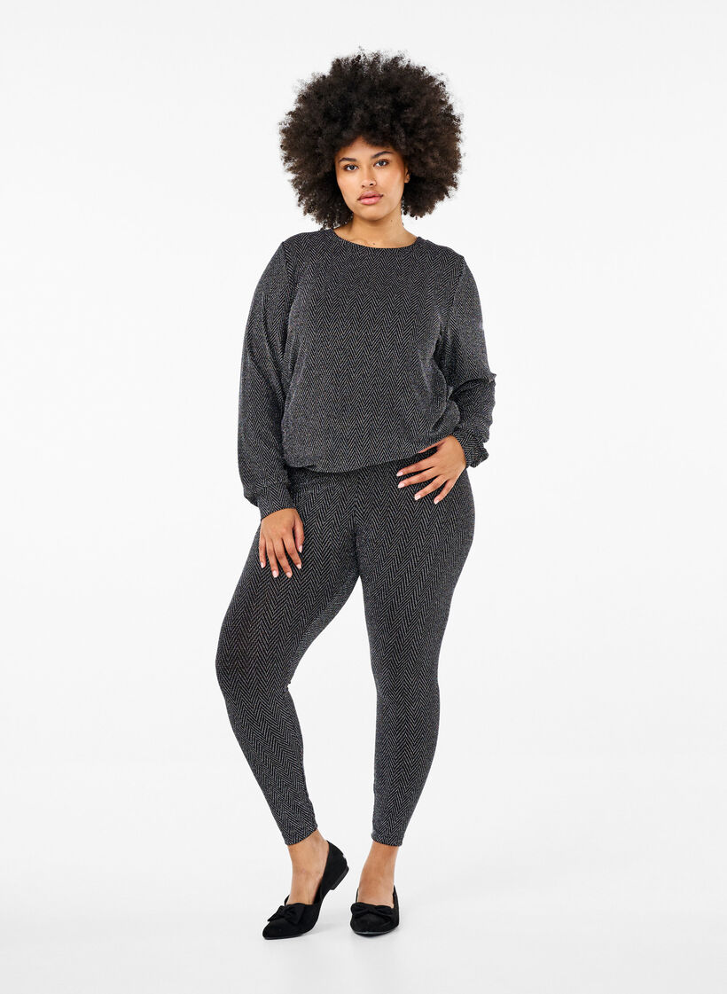 Bluse med shimmer mønster, Silver ZigZagShimmer, Model image number 2