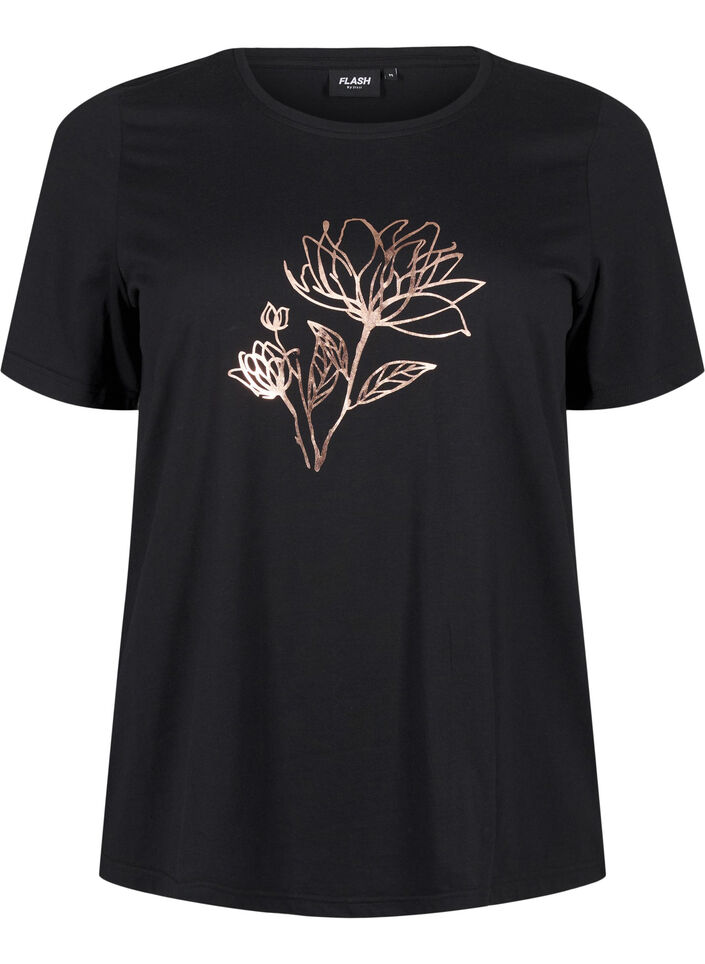 FLASH - T-skjorte med motiv, Black R. Gold Flower, Packshot image number 0