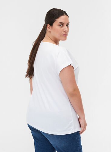 T-skjorte med brystlomme i organisk bomull, Bright White, Model image number 1