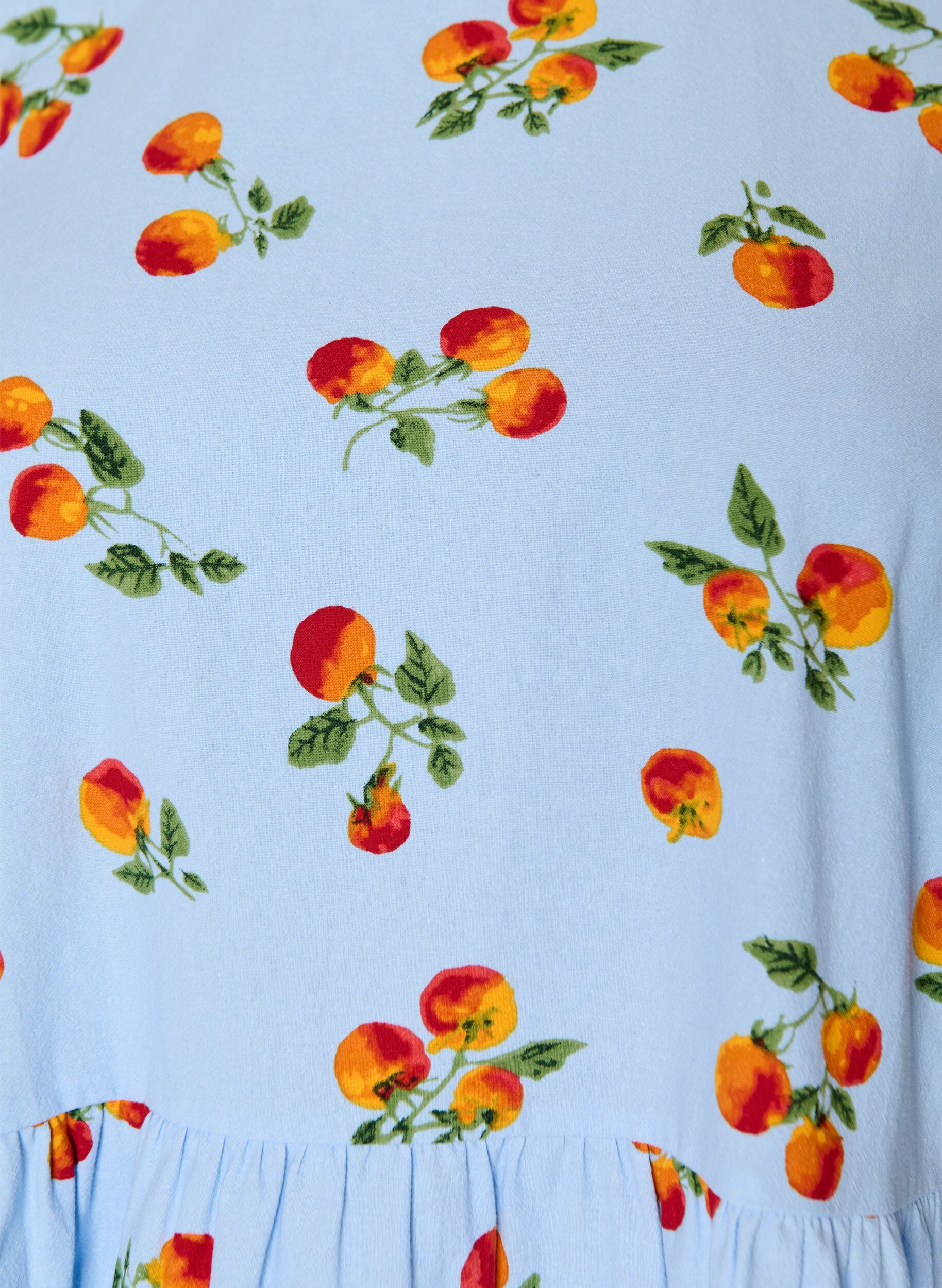 ZizziBluse i bomull med tomattrykk og peplum, Bl&aring;, Packshot image number 2