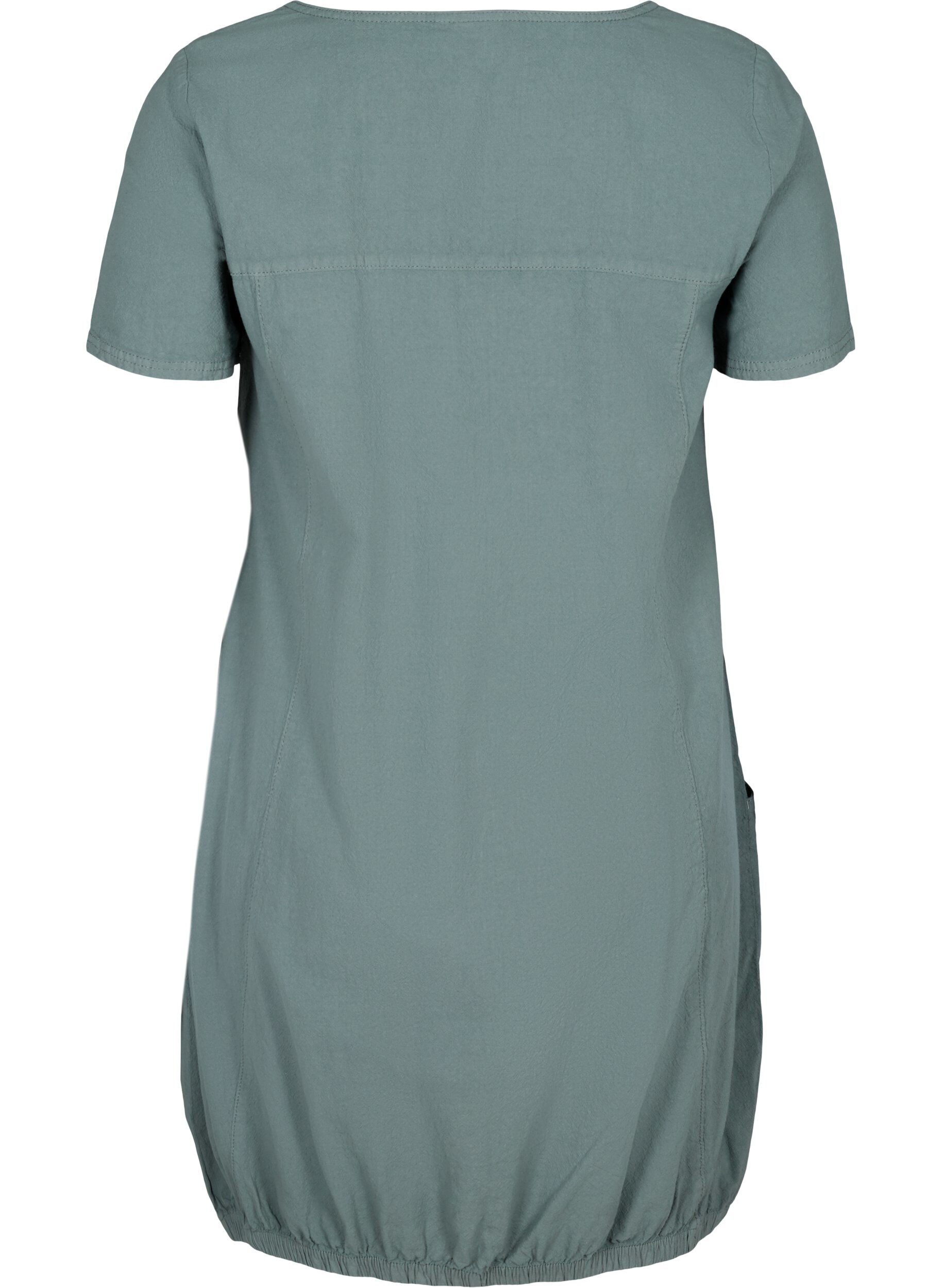 ZizziKortermet kjole i bomull, Gr&oslash;nn, Packshot image number 1