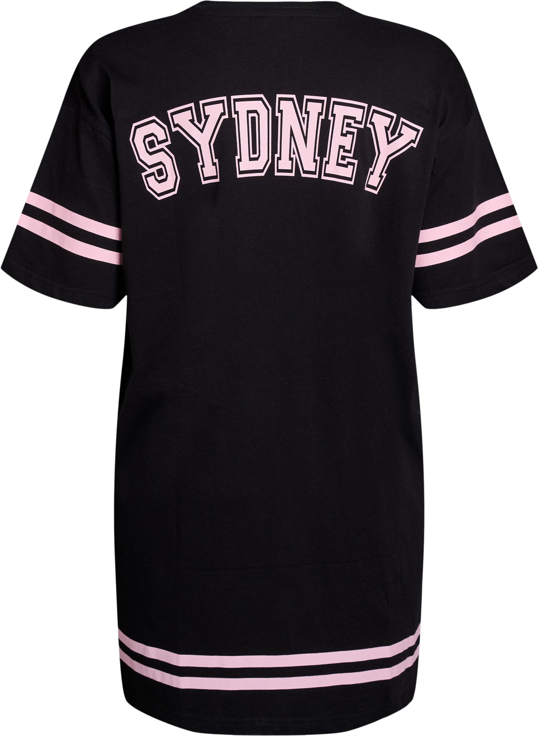 Zizzi Kort T-skjortekjole med sporty detaljer, Svart, Packshot image number 1