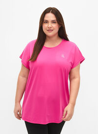 Kortermet trenings-T-skjorte, Raspberry Rose, Model