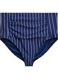 Bikinitruser med høy midje og trykk, Dark Blue Stripe AOP