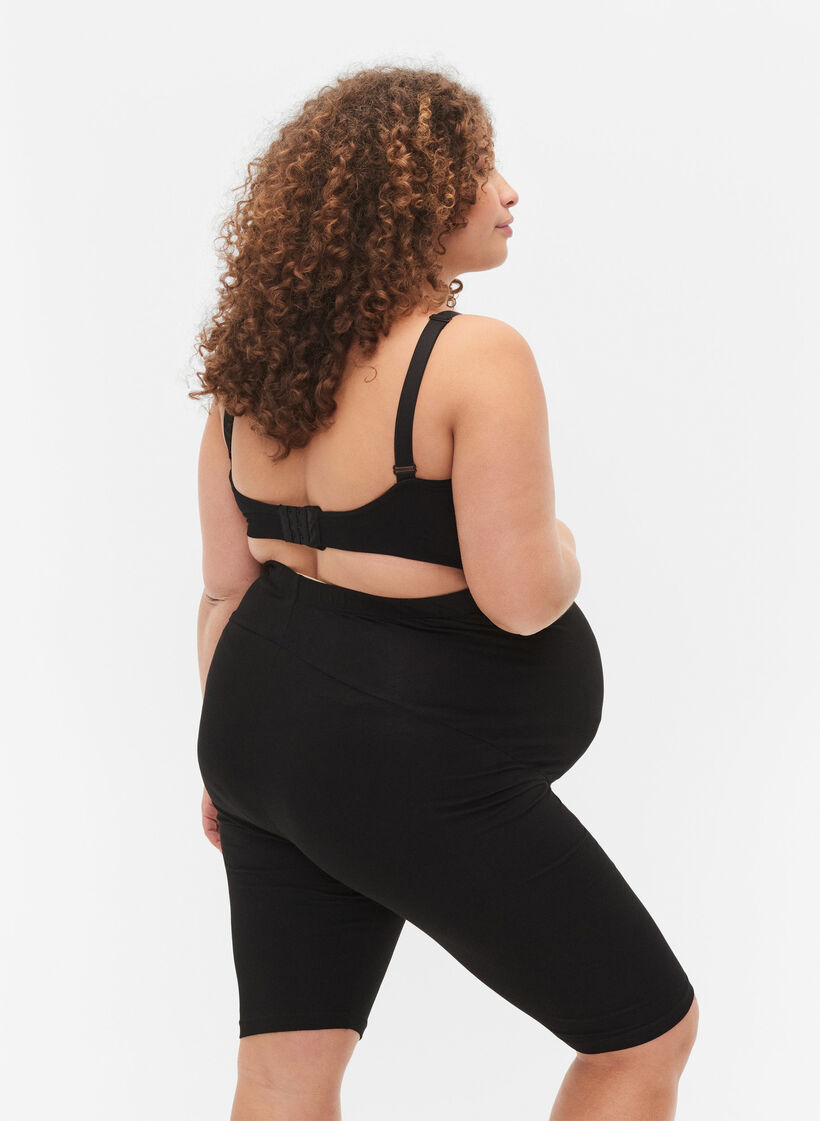 Tettsittende gravidshorts i bomull, Svart, Model image number 2