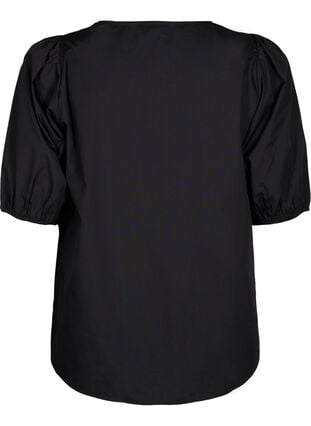 Zizzi Kortermet bluse med blondedetalj, Black, Packshot image number 1