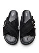 Wide fit - Sandal med kryssede stropper og volangkanter, Svart, Packshot image number 3
