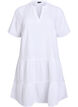 Kort A-linjekjole i bomullsmuslin, Hvit, Packshot image number 0