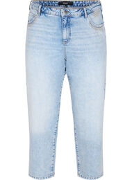 Cropped Vera jenas med nagler, Light blue denim