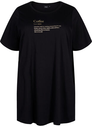 Oversize pysjamas T-skjorte i økologisk bomull, Black W. coffee, Packshot image number 0