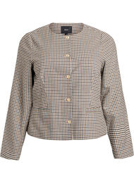 Klassisk rutete blazer med gullknapper, Check brown