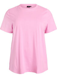 Basic T-skjorte i bomull med rund hals, Rosa