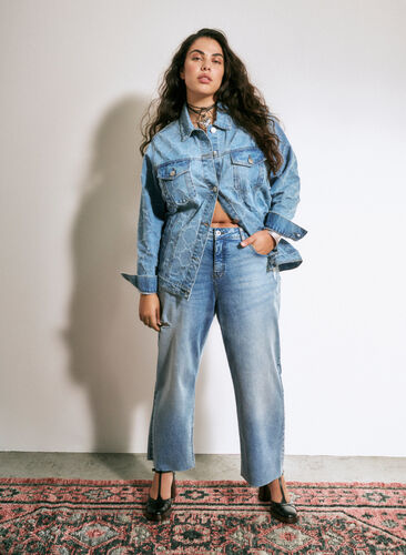 Cropped Vera jeans med destroy-detaljer	, Blue Denim, Image image number 0