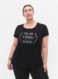 T-skjorte til trening med trykk, Black w. Winner, Model