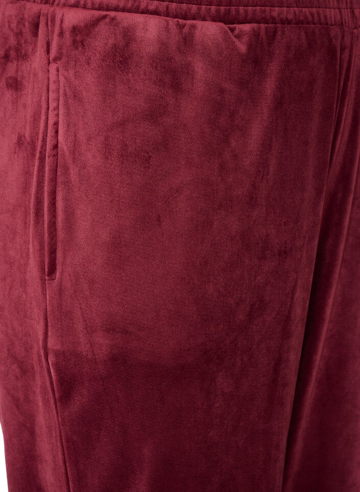 Loose fit velourbukser, R&oslash;d, Packshot image number 2