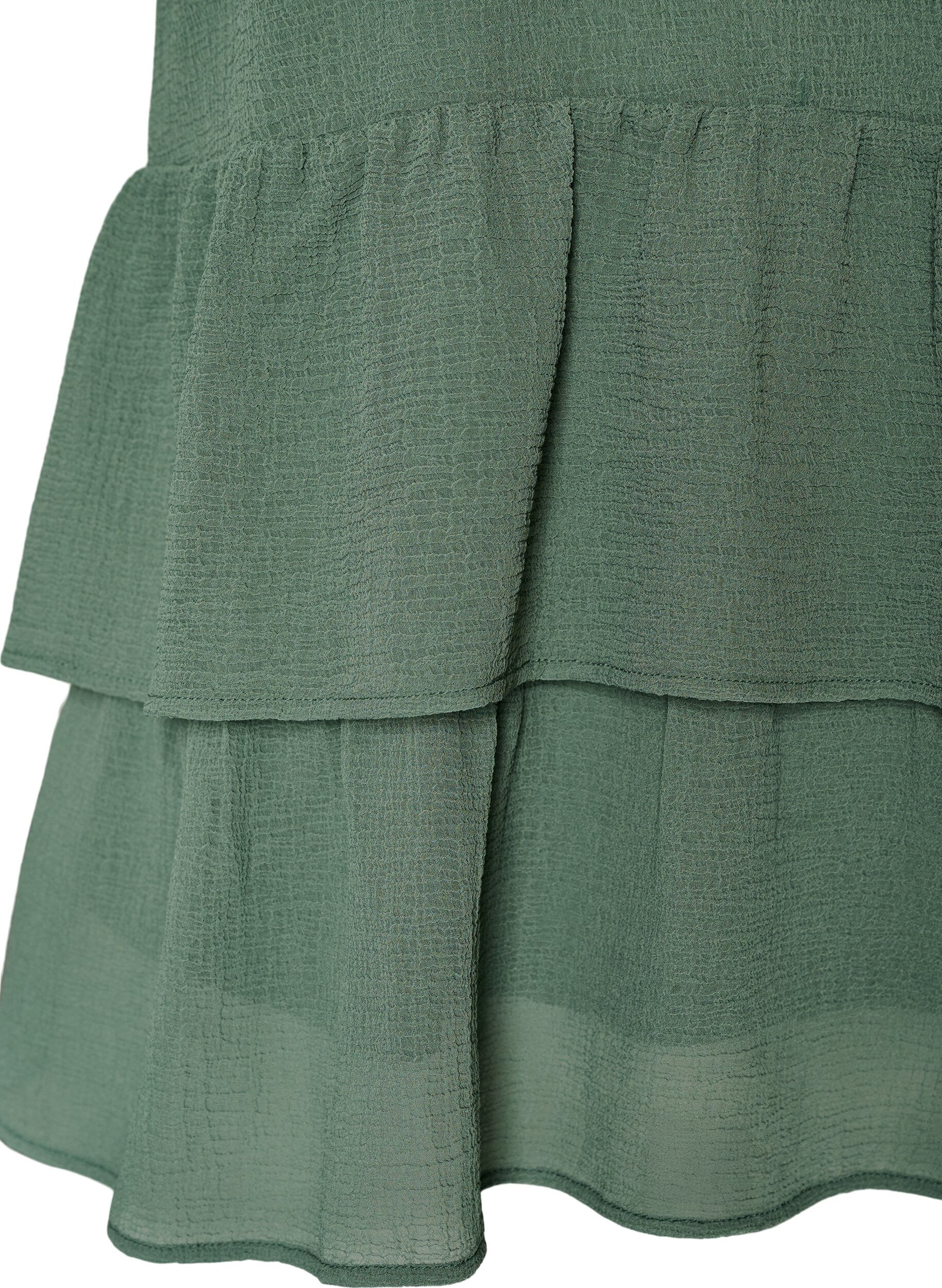 ZizziBluse med V-hals og volanger, Gr&oslash;nn, Packshot image number 3