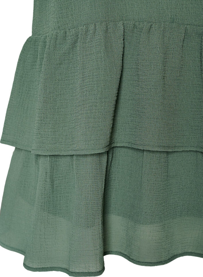 Bluse med V-hals og volanger, Gr&oslash;nn, Packshot image number 3