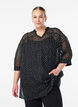 Chiffontunika med fløyelsprikket mønster, Svart, Model image number 0