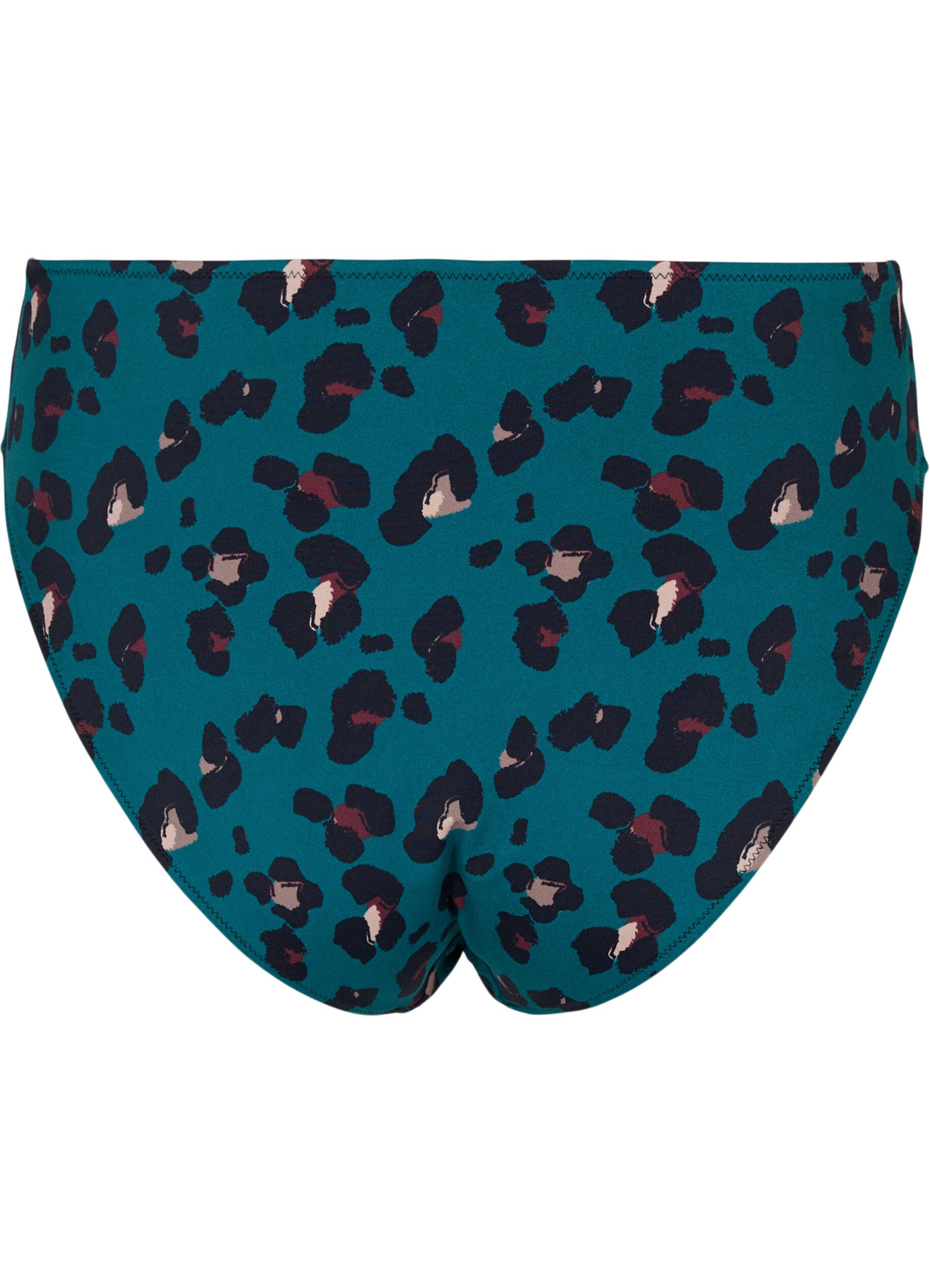 Zizzi Bikinibukse med h&oslash;yt liv, Teal Leopard, Packshot image number 1