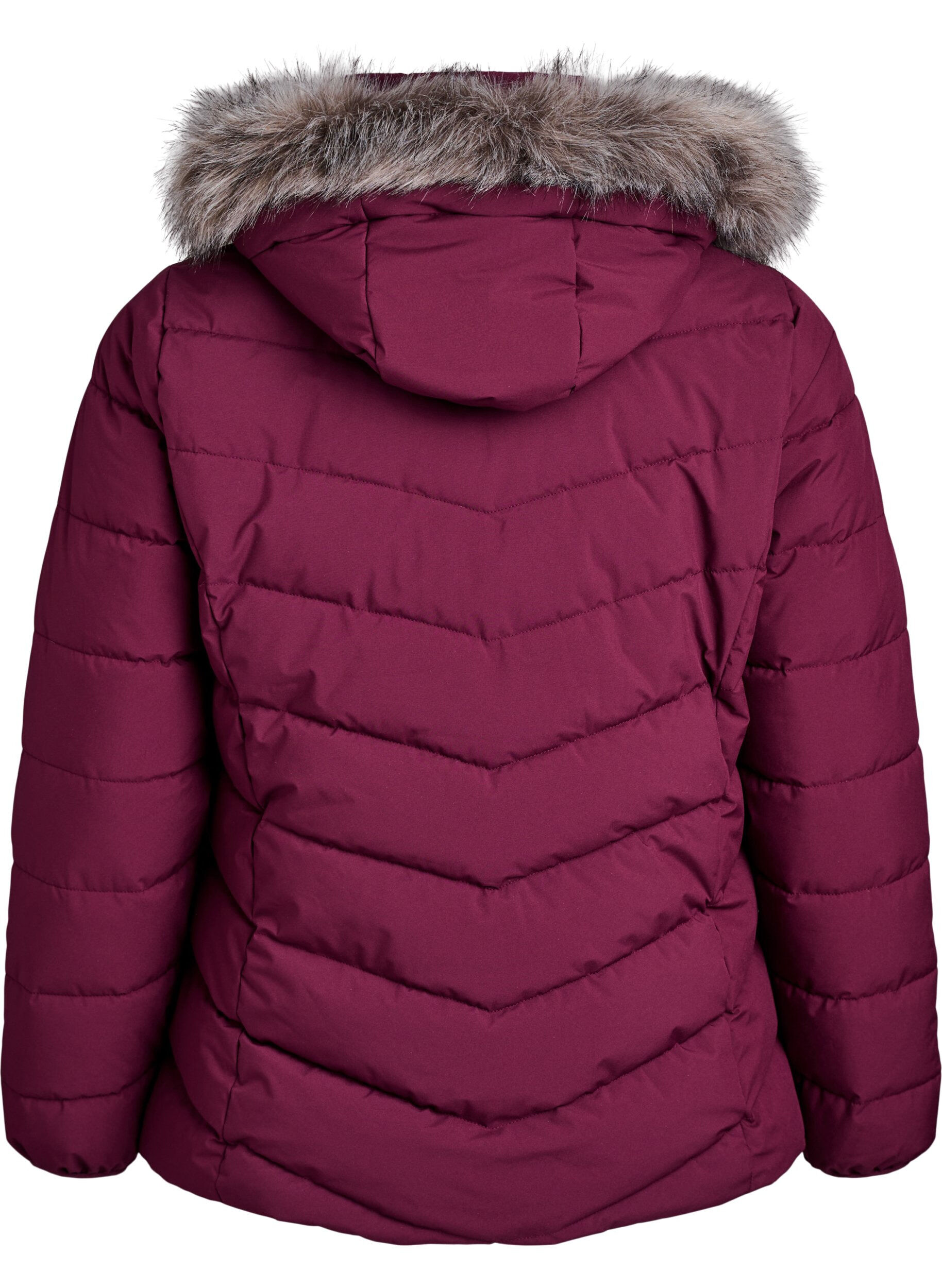 ZizziKort boblejakke med hette, M&oslash;rk Bordeaux, Packshot image number 1