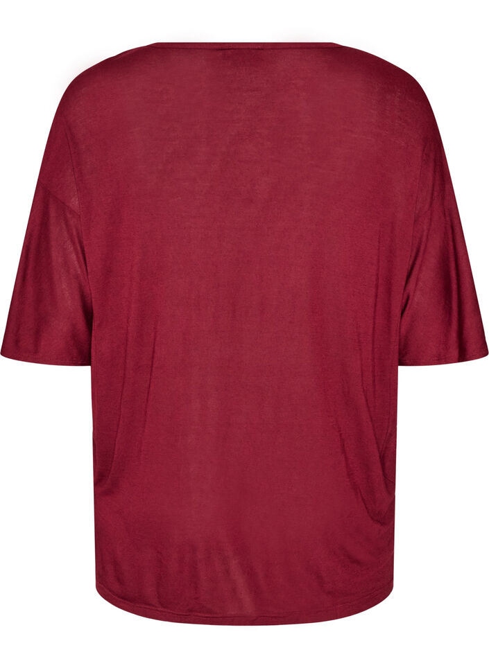 Loose fit T-skjorte i viskose jersey, R&oslash;d, Packshot image number 1