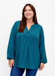 Ensfarget bluse med V-hals, Deep Teal, Model image number 0