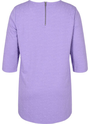 Lang bluse med rund hals og 3/4-ermer, Paisley Purple, Packshot image number 1