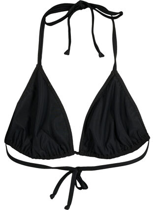 Trekantet bikini-BH med kreppstruktur, Black, Packshot image number 1