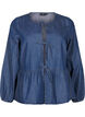 Peplumbluse i denim med snøring, Blå, Packshot image number 0