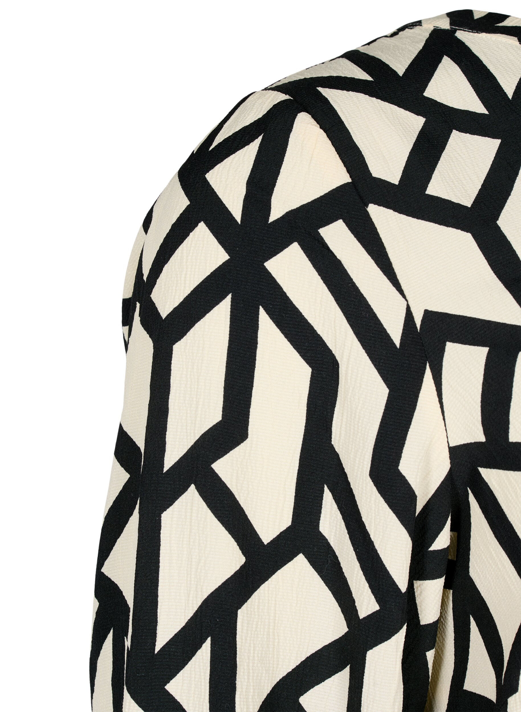 Zizzi FLASH - bluse med lange ermer og trykk, Birch Black Graphic, Packshot image number 2